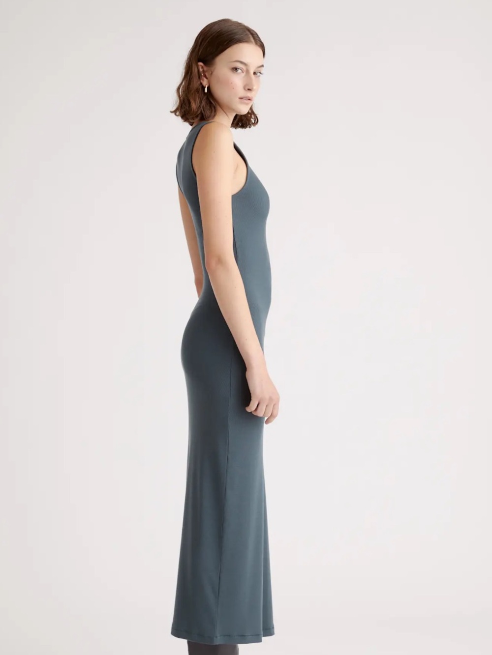 Quince Tencel Ribbed Knit Tank Midi Dress size small